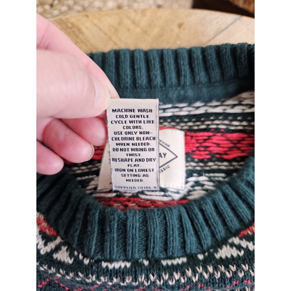 St John's Bay Nordic Fairisle Crewneck Sweater Men’s Size L Holiday 100% Cotton - Picture 3 of 7